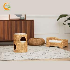 Hot Sale Handwoven 100% <b>Natural</b> Water Hyacinth Solid Rectangle Classic Pet Bed with 3 Tiers Cushion Carton Packaging Vietnam - Product Image 6