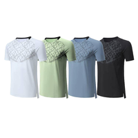 T-shirt de sport tricoté Sapeemo Sports 2026 pour homme, col en V, brodé, coupe classique, séchage rapide, respirant, manches courtes, 220g