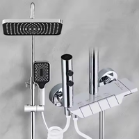 Ensemble de douche de luxe léger en alliage de zinc avec affichage numérique, 4 fonctions, thermostatique haut de gamme, éclairage d'ambiance et buse à pression accrue