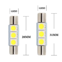 C5W T6 Feston 28mm 31mm Led Ampoules 5050 3SMD 12V 6000K Blanc Voiture Intérieur Dôme Liseuse Pare-Soleil Vanité Miroir Lumières