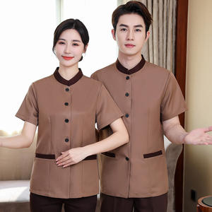 Vente en gros d'échantillons de hauts unisexes à manches courtes pour le personnel de l'hôtel, du restaurant et du bar. - Product Image 2