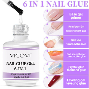 Gel à ongles multifonctionnel 6 en 1 de 15 ml, transparent, gel UV à retirer par trempage, base, couche de finition, primer, gel <span class=keywords><strong>d</strong></span>'extension pour faux ongles - Product Image 2