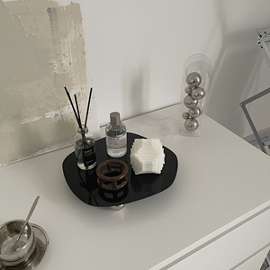 <span class=keywords><strong>Plateau</strong></span> décoratif en acrylique sur <span class=keywords><strong>pied</strong></span>, <span class=keywords><strong>plateau</strong></span> en acrylique noir irrégulier pour parfum, coiffeuse, <span class=keywords><strong>plateau</strong></span> de rangement pour maquillage et bijoux - Product Image 3
