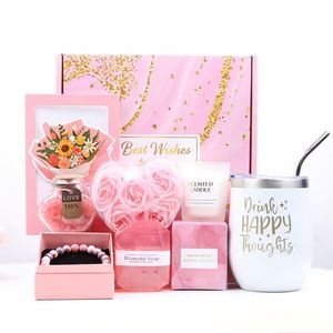 Canasta de Regalo para el Día de la Madre o Cumpleaños, Cesta de Cuidado Personal para Mujer, Vaso de Acero Inoxidable de 16 oz con Aroma a Vainilla Relajante, Caja de Regalo Rosa-Morado - Product Image 3