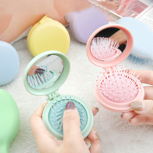 Candy Color Custom Logo Mini Folding Pocket Comb Travel Folding <b>Kids</b> Hair Brush Comb With Makeup Mirror GZ RTS Bulk Mixed Order - Product Image 3
