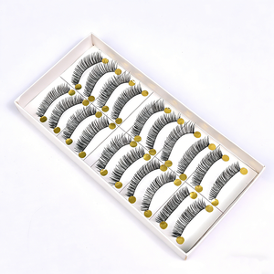 Faux <span class=keywords><strong>cils</strong></span> faits à la main, 10 paires, tige en fil <span class=keywords><strong>de</strong></span> coton doux, point <span class=keywords><strong>de</strong></span> croix, <span class=keywords><strong>cils</strong></span> longs et fins couleur chair, vente en gros - Product Image 4