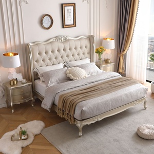 Cama Doble Americana de Lujo Ligero de Madera Maciza de 1.8m para Dormitorio Principal, Cama de Princesa Multifuncional de Alta Gama con Tallado Estilo Palacio Francés - Product Image 3