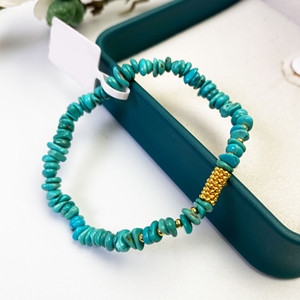 Pulsera de perlas y cuentas redondas turquesa de diseñador de moda Brazaletes de cuentas elegantes - Product Image 1