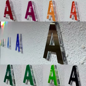Lettere in Acrilico Cristallino Non Illuminate Multicolore con Garanzia di 1 Anno Prodotte in Cina - Product Image 1