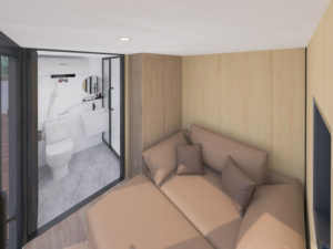 Maison mobile préfabriquée biodégradable, négative en carbone, avec toilettes compostantes et système de récupération <span class=keywords><strong>des</strong></span> eaux de pluie étanche pour mini-espaces - Product Image 3