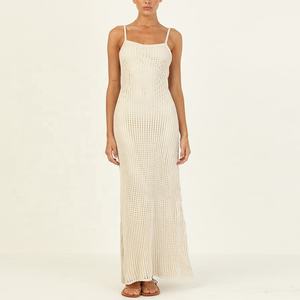 Robe longue à bretelles réglables en tricot élastique, confortable, dos nu - Product Image 4