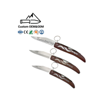 Couteau de poche pliant avec manche en bois, anneau métallique, lame en acier inoxydable, outil de coupe portable pour le camping en plein air, pour un usage quotidien