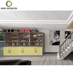 Comptoirs de présentation pour magasin de cosmétiques SHERO DECORATION, étagère jaune avec bande lumineuse LED, mobilier de présentation pour la vente au détail - Product Image 6