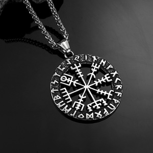 Stainless Steel Viking <b>Compass</b> Pendant Necklace Men's Fashion Jewelry Geometric Design Gift for Clothing Matching - Product Image 4