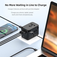 Adaptateur de voyage 120W, adaptateur universel de voyage, adaptateur de charge rapide, qualité supérieure, multi-prises, international, tout-en-un