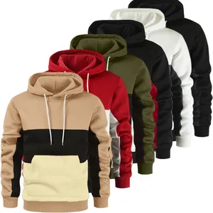 Wholesale Custom Men Colorblock Sports Sweatshirt Long Sleeve Pullover Hoodie Jacket