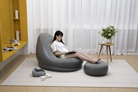 Chaise double en PVC chaise longue canapé gonflable pouf avec repose-pieds chaise inclinable pliante extérieure