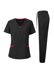 Ensembles de blouses et pantalons de travail multicolores tissés 95% polyester + 5% élasthanne, extensibles, à jambe droite, avec détection d'aiguilles, pour cliniques médicales - Product Image 4