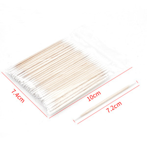 100pcs 7cm cotton Tipped Tattoo nhọn bông nụ Swabs phân hủy sinh học trang điểm mỹ phẩm <span class=keywords><strong>Applicator</strong></span> gỗ gậy - Product Image 5