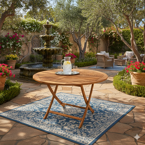 Mesa plegable redonda de teca fabricada en Jepara, diseñada para brindar durabilidad, fácil manejo y elegantes experiencias de comedor al aire libre en todo el mundo. - Product Image 5