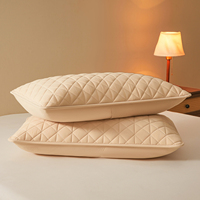 Taie d'oreiller matelassée antibactérienne kaki neutre chaud 100% coton teint en fil lavé 48x74cm rembourrée certifiée Oeko-Tex pour la maison et l'hôtellerie