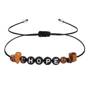 Mienter Geschenken Brief Bedels Armbanden Kralen Armbanden Paar Grind Steen Verstelbare Armband Voor Vrouwen