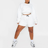 L230637 Combinaison de jogging active personnalisée, survêtement d'entraînement, short de pull oversize, short deux pièces pour femme, ensemble grande taille