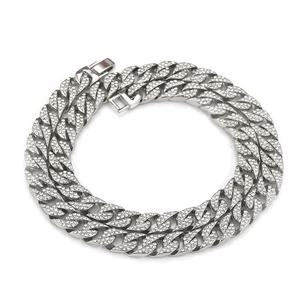 Venta caliente Unisex plateado Hip Hop collar Cadena de hilo de aleación de zinc con piedras preciosas de circón para fiestas - Product Image 1