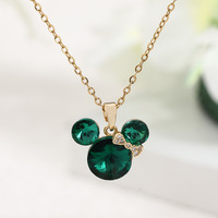 Collier en acier inoxydable HX134 avec pendentif Mickey mignon et nœud, bijoux multicolores de haute qualité pour femmes