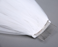 Voile de mariée cathédrale en tulle à deux couches avec bordure en dentelle brodée de luxe en ivoire blanc Feishiluo en gros avec peigne 3,5 m de long