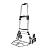Chariot de transport pliable pour escaliers, chariot à main domestique, petit chariot de manutention, chariot de voyage, argent/noir