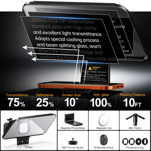 Teleprompter Lensgo Tcoi 10P para Tablet, Laptop, Smartphone, Cámara, Bluetooth, Teleprompter Portátil, Transmisión en Vivo, Grabación de Video - Product Image 3