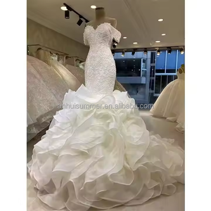 S0495F  Livraison directe  Nouvelle robe de mariée élégante à épaules dénudées, sexy et longue pour femmes - Product Image 1