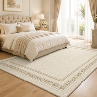 Tapis lavable sans rinçage pour salon, canapé et chambre à coucher, style crème français luxueux et épais