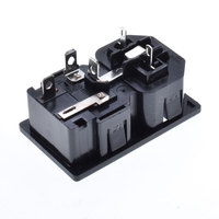 Enchufe de Pared C13 C14 IEC320 Doble Hembra/Macho con Fusible, 10A 250V, Negro, CE RoHS, ABS, Cobre, Entrada de Corriente Universal, 2 Salidas