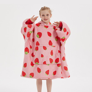 Sweat-shirt à capuche portable du fabricant d'usine original Sweat-shirt à capuche en flanelle Sherpa surdimensionné pour enfants - Product Image 4