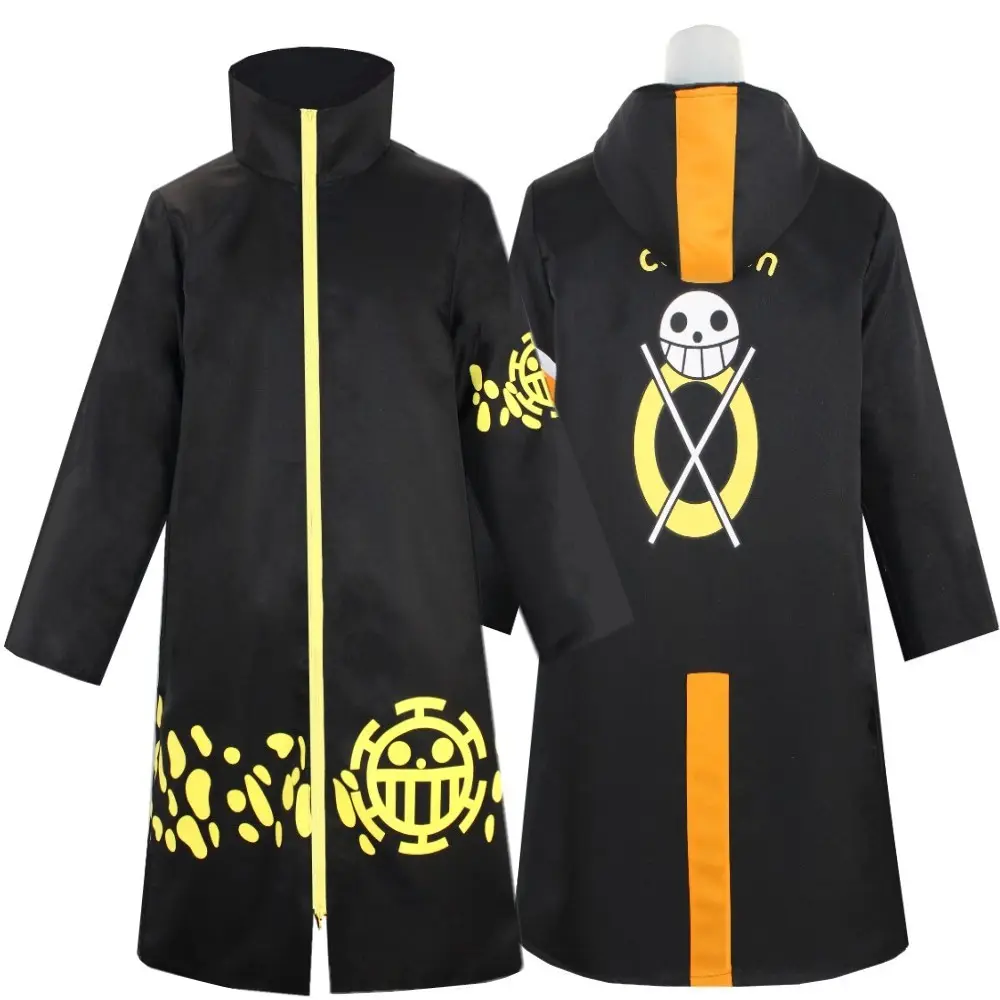 High Quality One Piece COS Costume Tralfagar Law 2nd and 3rd Generation Cloak Cape Cosplay