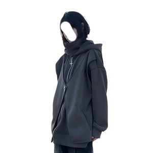 Sudadera con Capucha de Dos Piezas Color Gris Oscuro para Hombre, Estilo Americano, Gruesa, para Otoño e Invierno, con Cuello Camisero - Product Image 5