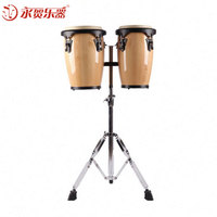 Wholesale 8"+9" Natural Wood Conga Drum Set With Chrome Stand, Goat Skin Hand Percussion Custom Logo for Stage Play