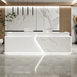 Mostrador de madera con iluminación LED ambiental CR111 para despacho de abogados, spa, punto de venta, clínica dental, salón de uñas, mostrador de servicio, recepción de gimnasio - Product Image 1