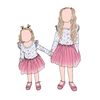 Gaun Tutu Anak Little Glow Kids Lengan Panjang Custom dengan Lipatan Ruffle 2 Lapis Tulle dan Lengan Mengembang Tulle