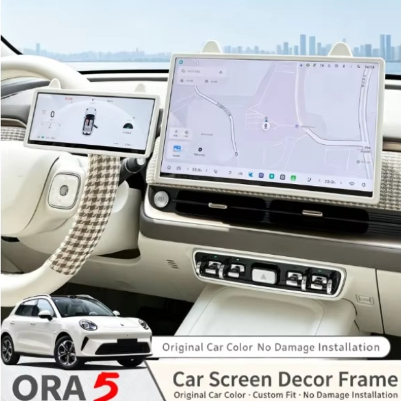 For <strong>2026</strong> ORA 5 Custom Fit Cat-Ear Dashboard <strong>Screen</strong> Frame, Navigation Home <strong>Screen</strong> Bezel, Stylish Interior Customization Accessor