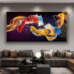 Pintura moderna <span class=keywords><strong>de</strong></span> animales Koi, pintura <span class=keywords><strong>de</strong></span> pared <span class=keywords><strong>de</strong></span> porcelana <span class=keywords><strong>de</strong></span> cristal, Fondo <span class=keywords><strong>de</strong></span> sala <span class=keywords><strong>de</strong></span> estar, pintor, decoración del hogar con ilustraciones modernas - Product Image 3