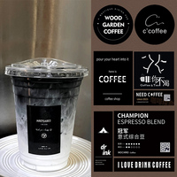 Tasse à café autocollant logo personnalisé magasin de boissons à emporter tasse auto-adhésif jetable lait thé boisson étiquette étanche