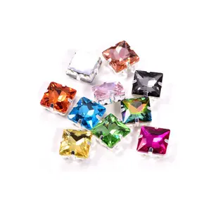 All Colors Sew-on rhinestone 6mm 8mm 10mm 12mm 14mm Point Back Princess Square Glass Crystal Fancy Stone For Diy