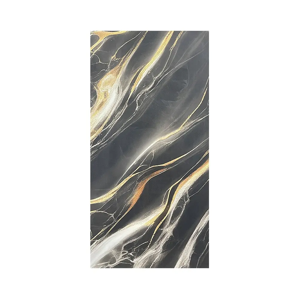 New design black with Golden lines and sand 600*1200mm polished glazed porcelain floor and wall tiles with golden lines