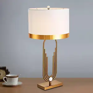 Hotel Lobby Receptie Decoratieve Bureaulamp Antieke Messing Goud Metalen Tafellamp