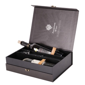 papel rígido de cartón con embalaje de caso de bloqueo de Metal de maleta de viaje de <span class=keywords><strong>vino</strong></span> caja de regalo con la manija - Product Image 3