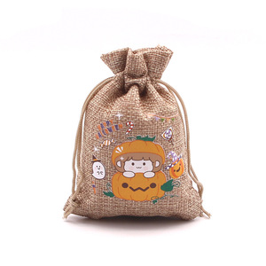 Sac cadeau en lin Wansheng Offre Spéciale décoration <span class=keywords><strong>de</strong></span> cadeau <span class=keywords><strong>de</strong></span> noël petit sac en tissu sac d'emballage <span class=keywords><strong>de</strong></span> bonbons d'halloween - Product Image 5