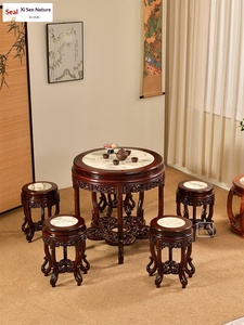 Mahogany Wood Wuzi Dengke Ming Qing Dynasty Antique Tea & Dining <b>Table</b> With <b>Marble</b> <b>Top</b> Jiangsu Origin Ming Style Mahogany <b>Table</b> - Product Image 4